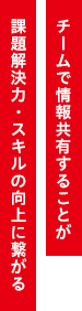 チームで情報共有することが課題解決力・スキルの向上に繋がる